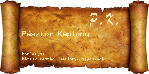 Pásztor Kaplony névjegykártya